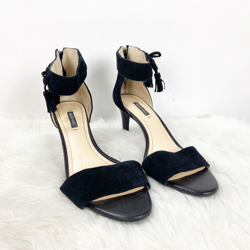 Alex Marie 8.5 M Womens Black Suede Tassel D'orsay Kitten Heels